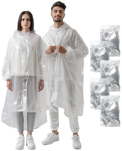 ADRIANO PORCARO® I 2 x 5er Pack - Einweg Regenponcho Erwachsene - Festival Zubehör I Einmal Regenponcho Festival (DE/NL/SE/PL, Einheitsgröße, Große Größen, Extra Tall, 10 Stück, Transparent)