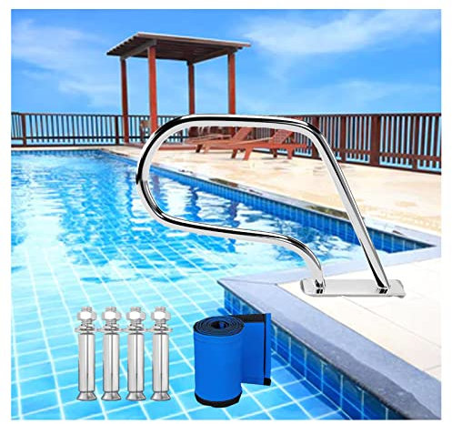 LaYiQimn Pool Rail Pool Handrails 22X30 inch Pool Rail 250Lbs Load Capacity Rustproof Pool Handrail Humanized Swimming Pool Handrail with Blue Grip Cover & Screws