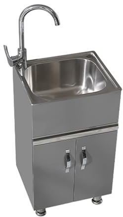 Évier De Commercial Meuble Evier Autoportant Évier Divers Avec Armoire Évier Inox De Cuisine Professionnel Extérieur Évier De Jardin Avec Robinet Et Accessoires Pour Hôtel,garage,buanderie(50x40x80cm/