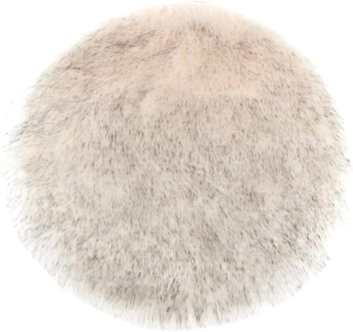 SPeesy Schaffell Lammfell Imitat, Fell Rund, Fellteppich Rund, Kunstfell Teppich - Fell Sitzkissen Stuhlkissen Rund, Fell für Stühle, Kunstfell Stuhlauflage(#4,60cm/23.6in)