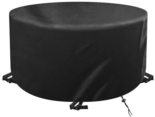 WXWYGNY Round Garden Furniture Covers Waterproof Ø100x100cm,Circular Garden Table Cover, Tear-Resistant, Anti-UV,Windproof,Round Patio Covers for Outdoor Furniture,Black
