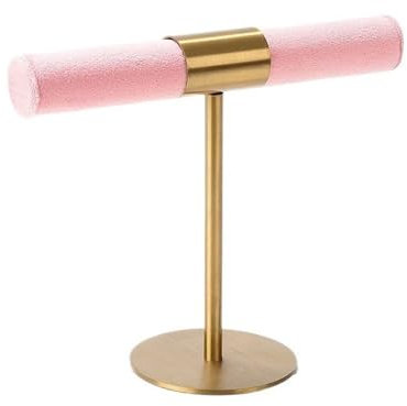GEK208130 Schmuckhalter Rosa/grüner Ringhalter, Armband-Schnur-Präsentationsständer, Schmuck-Aufbewahrungsregal, Metallständer Schmuckaufbewahrung(Pink,Mittel)