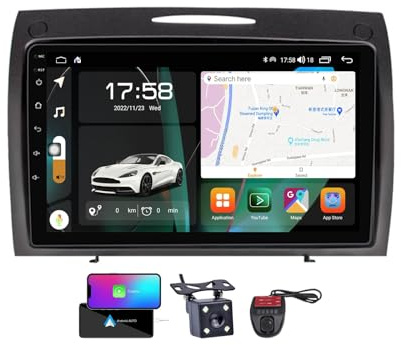 HTXPSM Android 13 Autoradio per Merced-es-Be-nz SLK-Class R171 2004-2011 - Carplay Android Auto - Schermo da 9 pollici Radio FM RDS con DSP/4G WiFi/comandi al volante + DVR Telecamera di backup
