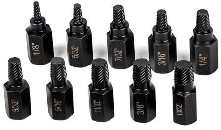 10Pcs Damaged Screw Extractor Set,Hex Head Multi-Spline Easy Out Bolt Remover Kit Tool,Damaged Bolt Extractor Kit Heavy for Removing Stripped,Rounded,Damaged,Broken Screw Stud Hexagon Bolts