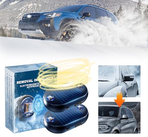 nnOuOnn Lot de 2 dispositifs anti-gel et de déneigement à ondes électromagnétiques, dispositif de dégivrage de neige, instrument antigel pour voiture à énergie solaire, gadget de dégivrage pour