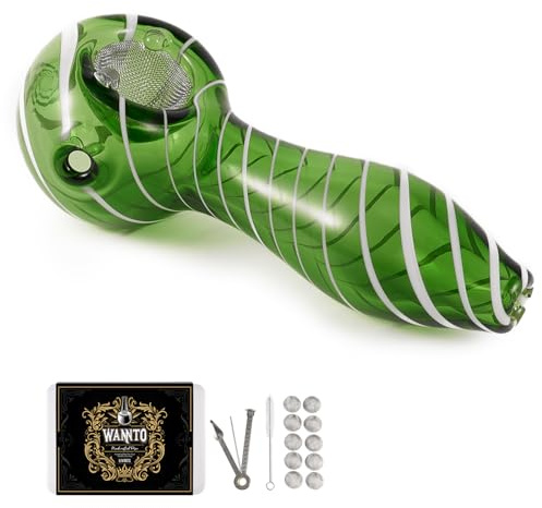 LIVBTS Pipa de vidrio hecha a mano, cuenco cónico resistente al calor, inodoro, 10 filtros, caja de almacenamiento, cepillo de limpieza y juego de limpiador de tuberías