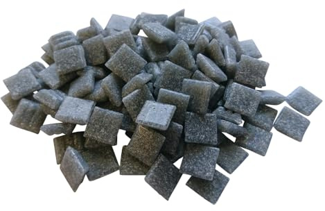 Zimasi Glasmosaik 1x1 cm Grau 900 g | ca. 1350 Stück, 1x1 cm, Für Erwachsene & Kinder, Robuste Mosaiksteine, Bastelset für kreative Projekte