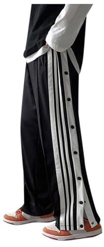 Reha Hose Damen Seitlich zu Öffnen, Jogginghose Lang Knopfleiste Trainingshose Sporthose Button Fitness Sweathose mit Seitlicher Freizeithose Persönlichkeit Seitenschnalle Split Basketball Hosen