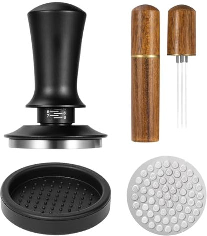 Okeeyseda Juego de Agitador y Compactador de Café Expreso de 51 Mm, Compactador de Café Expreso con Base de Acero Inoxidable con Resorte