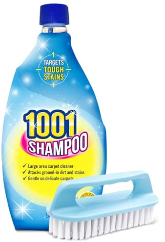 Carpet Cleaner Shampoo – 1001 Carpet & Rug Stain Remover Hand Shampoo Concentrate with Scrubbing Brush | Gentle on Upholstery, Rugs & Carpets | 500ml