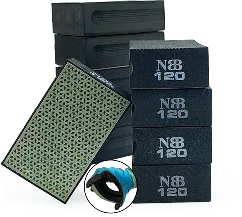 NBB Almohadilla diamantada a Mano per levigare o lucidare, Blocco Diamantato per Smerigliatura/Lucidatura con Supporto in Spugna Flessibile per Molire Pietra Granito Ceramica Piastrelle Vetro Legno