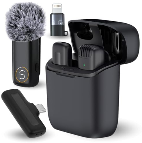 Slayo Mini Mikrofon Handy Kabellos Mic mit Ladekoffer Wireless Lavalier Ansteckmikrofon für Podcast TikTok Vlog YouTube Video Aufnahme USB C Plug and Play Mikrofon Smartphone iPhone