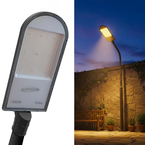 Planetitaly Faro Armatura Stradale IP66 Lampione LED Inclinabile 90 gradi Luce CCT da 3000K a 6500K illuminazione Stradale, Viali, Sentieri Giardino Elevata Potenza 24000 Lumen 230V (200W)