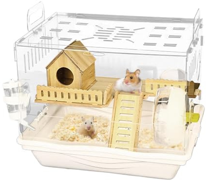 Hamster Cage - Syrischer Hamster -Käfig | Zwerghamster -Käfig | Transparenter Rennrennstoffkäfig | Tier Hamster Lebensraum für eine optimale Beobachtung von Haustieren | Atmungsaktives kleines