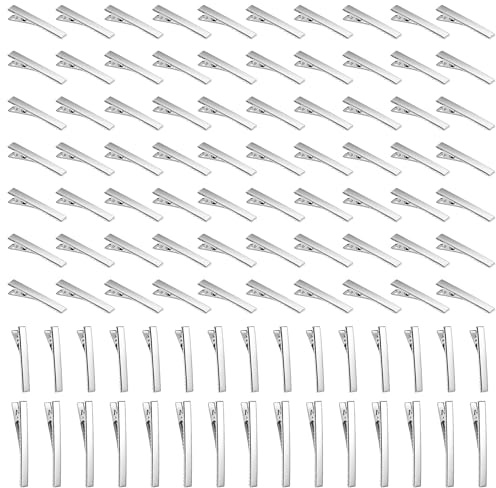 Cayway Metal Clip de Pelo, Pinza de Pelo de Cocodrilos para El Cabello Antideslizantes, Metal Hair Clips, Accesorios de Bricolaje (100 Pz en 3 Estilos, Plata)