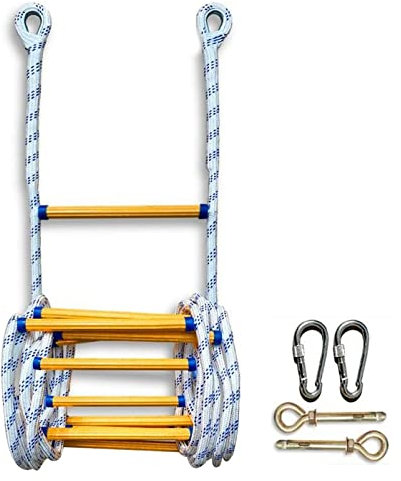 LUMSGN Corde de Secours, échelle de Corde de Secours, échelle de Corde, échelle de Sauvetage de sécurité pour fenêtres et balcons / 39 pi / 12 m