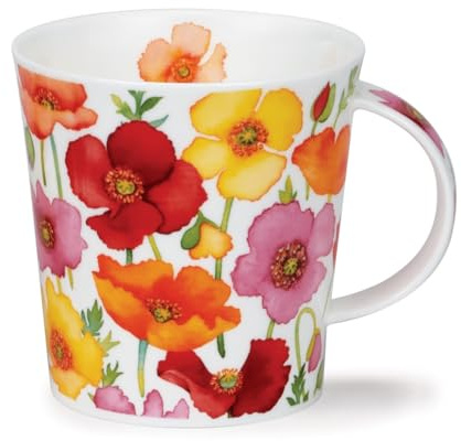 Dunoon Lomond Floral Fiesta Poppy Tasse en porcelaine anglaise Motif coquelicot