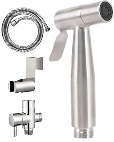 Missmisq Bidet portatile, spray bidet - Spray per la doccia igienica,Accessori per la pulizia del tubo in acciaio inossidabile per pannolino pannolino portatile portatile per pannolino di stoffa