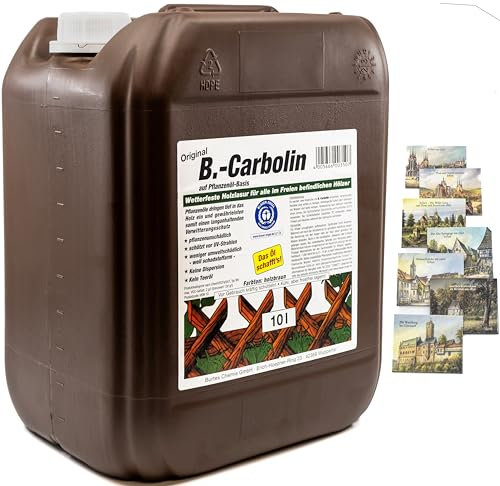 KOVA® 1x 10L B-Carbolin Holzlasur + 1x Bildmagnet! Öl Holzfarbe für optimalen Holzschutz aussen Braun Farbe für Holz-Zäune, 1x 10 L Liter Holzschutzlasur Wetterfest für Außen & Innen, ähnlich Holzlack
