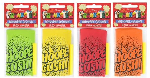 eMKay® Pack of 4 Whoopee Cushions with Straws – Fun Prank Toys for Kids & Adults (16.5 cm) – Assorted Colours Party Bag & Stocking Fillers