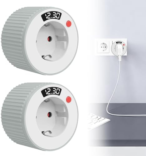 WIYETY Lot de 2 prises minuteries : minuterie 24 heures, prise minuterie mécanique, prise à économie d'énergie pour appareils ménagers, décorations de fêtes, lampes, éclairage de croissance