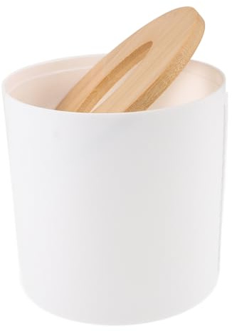 BESPORTBLE Dispensador Redondo para Almacenaje Papel Higienico Tapa de Bambú, Diseño Ligero y Base Estable para Cocina y Baño