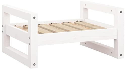 Mhdvray Cuccia per cani in legno di pino massiccio, stabile posto letto per cani in bianco, design senza tempo per cani di piccola taglia, 55,5 x 45,5 x 28 cm, struttura robusta per la zona giorno