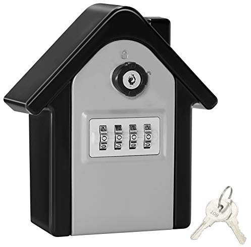 Schlüsseltresor, WACCET Schlüsselsafe mit Zahlencode außen Groß Kapazität Safe für Schlüssel, Schlüsselbox Wandmontage für Aussen Innen Garage Home Office Schlüssel (Silber)