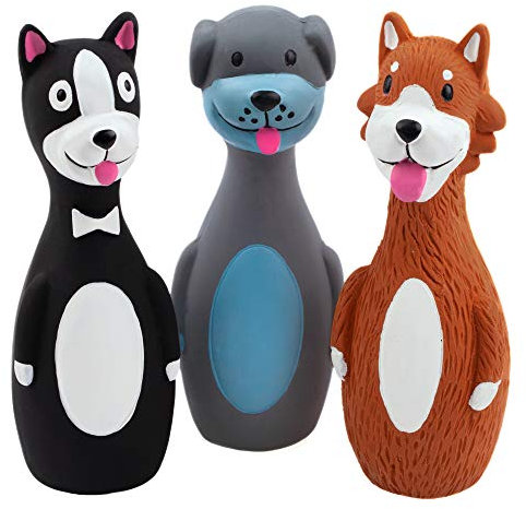 Chiwava 3 Stücks 5.7 Zoll Latex Quietsch Hundespielzeug für kleine Hunde lustige Hund Kau und Quietschend interaktives Spiel