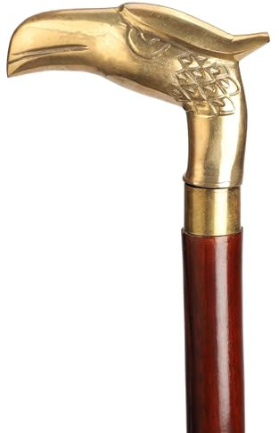 Ajuny Holz Gehstock für Herren Damen und Senioren mit Messing Metallgriff Antik Handgefertigt 91,4 cm Goldenes Adlerkopf Design Accessoire Täglicher Gebrauch Geschenk für Erwachsene
