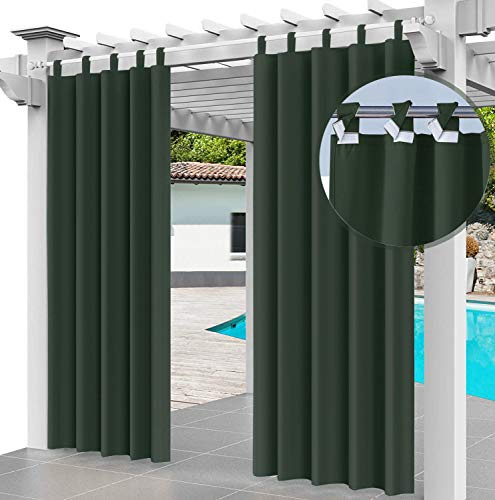 Utomhusgardin 2-pack Slingergardiner 220 x 155 cm Trädgårdsstugor Balkonggardiner Mörkläggningsgardiner med slingor, Vattentäta gardiner för Paviljong Strandhus (2 paneler) Grön [129]