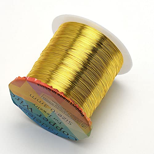 Egurs Kupferdraht Schmuckdraht Basteldraht Schmuckherstellung,Anlaufbeständiger, Golden 0,5 mm-110Meter