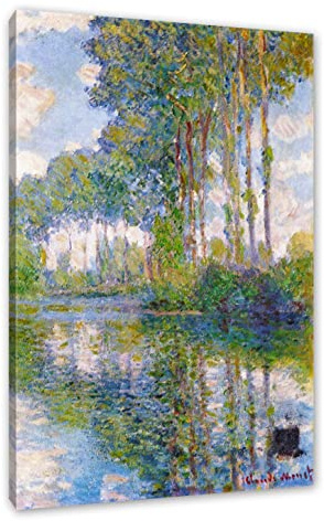 Pixxprint Claude Monet - Pappeln an der Epte I, Größe: 80x60cm, Leinwandbild, fertig gespannt, Wandbild, Dekoration, Kunstdruck, kein Poster