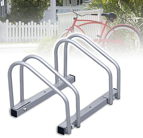 SWANEW Fahrradständer Aufstellstände für 2 Fahrräder Boden Wand Montage Metall Platzsparend mit 35-55 mm Reifenbreite Mehrfachständer Platzsparend 41 * 32 * 26cm