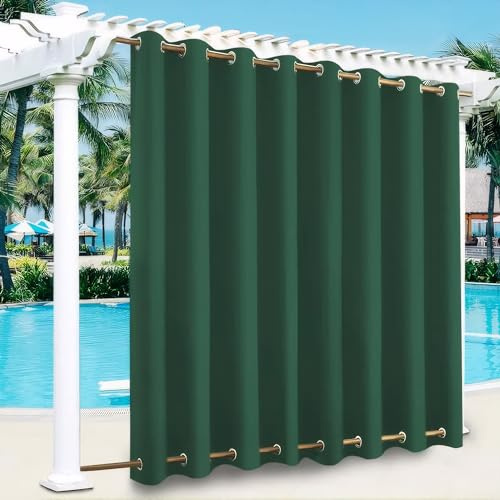 LiveGo Outdoor Vorhang Wetterfest Wasserdicht mit ösen,Outdoorvorhänge Gardinen für draußen Balkon terrasse Pavillon Aussen Outdoorvorhang Sonnenschutz Vorhänge Garten,Grün,1 Stück|254x213cm(BxH)