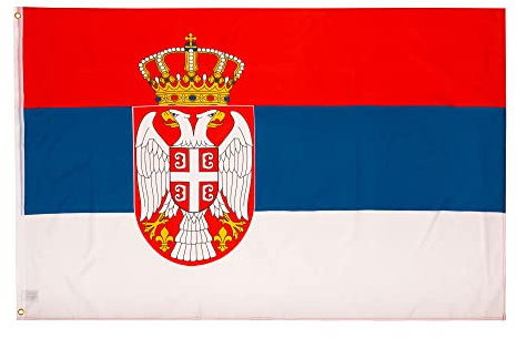 PHENO FLAGS Serbien Flagge 90x150cm - wetterbeständige Fahne mit Messingösen, 100% Polyester, robuste Doppelnaht & in lebendigen Farben - ideal für Flaggen-Liebhaber