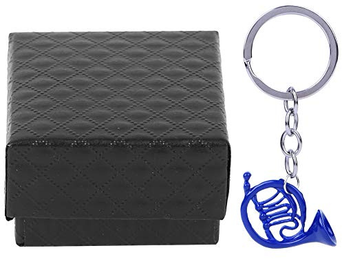 Französisch Horn Schlüsselbund, Metall Waldhorn Schlüsselanhänger Mini Tasche Schlüsselring Charm Anhänger Handmade Modeschmuck Schlüssel Ring Geburtstagsgeschenke Silber Blau Anhänger Waldhorn