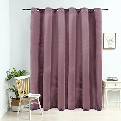 WIFESE Verdunkelungsvorhang 290x245 cm mit Metallösen Gardinen Vorhänge Blickdicht Thermovorhang Kälteschutz Vorhang Wärmeisolierend Curtains Türvorhang Thermo Kälteschutz Samt Rosa Polyester