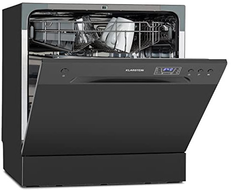 Klarstein Lavavajillas de Sobremesa y Encimera, Mini Lavavajillas 8 Cubiertos para Cocina, Lavavajillas sin Instalación Silencioso con 6 Programas, Lavavajillas Compacto para Casa, Fácil de Instalar