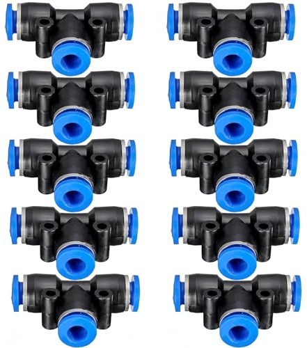 Boxonly Pneumatic Connectors,12mm Pneumatic Fittings Push in T-Type Connectors Water Hose Quick Connect for Air Water Hose 10 PCS