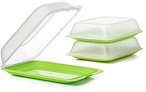 TATAY Frischhaltedose 3er Set Maxi Aufschnittboxen für Kühlschrank | TATAY Aufschnittdosen Fresh | Set 3 Maxi | Stapelbares Design | Maße 17 x 6,2 x 25,2 cm | Küchengebrauch Lima