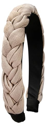 Alpenflüstern Trachten-Flecht-Haarreif Leinen-Optik - Damen Haarschmuck rutschfest, Haarband geflochten fürs Dirndl (taupe) ADV141