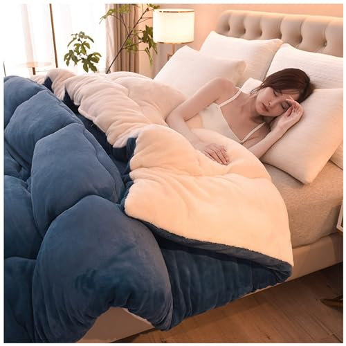 ZMIN Kuscheldecke Mit Super-Chaude-En-Aline-D'agneau-Double-Face-Bettdecke Und Kuscheldecke – Couette-En-Couleur-Unie-Couch Und Waschbar in Der Maschine,A,200x230cm(5kg)