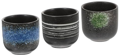 Zerodeko 3piezas Taza De Cerámica Japonesa De Diseño Único y Portátil Para Té y Bebidas Para Uso Diario y