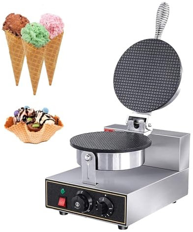 Machine à cornets de gaufre commerciale, 1200 W, antiadhésive, machine à gaufres électriques for rouleaux d'œufs croustillants, for restaurant, fête à la maison, support de nourriture, contrôle du tem