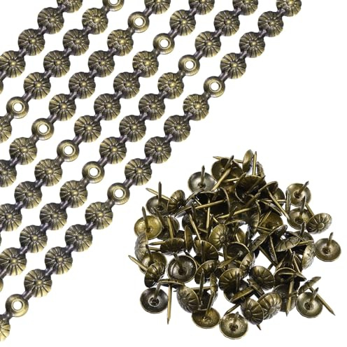 sourcing map Lot de 6 bandes de punaises d'ameublement, 1 mètre de long, décorations à clous pour canapé, tête de lit, chaise, meubles avec clous d'ameublement (11 mm, bronze)