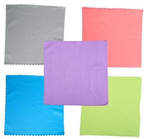GroveEss 5 PCS Microfibre Cleaning Cloths,Durable Lint Free Scratch Free Mirror Rags,Multi-Purpose Glass Cloths for Windows Glass Screens Cars Stainless Steel Polishing(Random Colors)