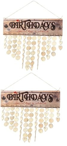 Gogogmee 2sätze Holz Geburtstagskalender Wandplakette Kreatives Holzhandwerk Für Geburtstagsfeiern Familienerinnerungen Und Heimdekoration