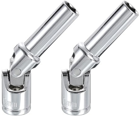 sourcing map 2pcs 3/8 Drive Universal Joint Socket 10mm CR-V Metric 6-Point Rotation Swivel Flex Socket