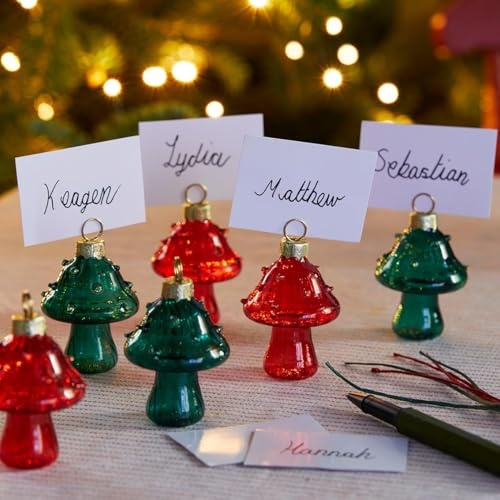 Talking Tables Tischkartenhalter aus Glas in Pilzform, Namens- und Fotoständer für das Weihnachtsessen, Tischkarten bei Hochzeiten, Party-Displays und Büronotizen, 6 Stück